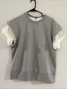 KBB Grey Sleeveless Sweatshirt Layered Look short sleeve sweatshirt small NWT